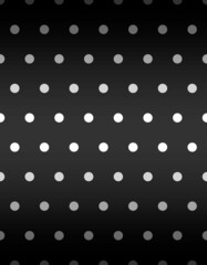 Black and white geometric seamless pattern with circles. White circles are placed horizontally and vertically on dark background. Vector