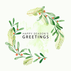 Happy Holidays,  season's greetings and new year vector template with Christmas element decoration