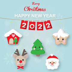 Fototapeta na wymiar Christmas and Happy new Year toys set
