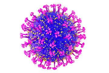 Pathogenic viruses close-up under a microscope. 3d rendering.