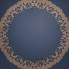 Blue Greeting Flyer with Greek Brown Ornament is prepared for printing.