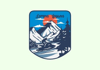 Snow jet ski illustration graphic