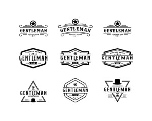 Set of Creative Classic Vintage Retro Label Badge for Gentleman Cloth Apparel Logo Design Inspiration