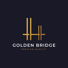 Architecture Golden Arch River Bridge Simple Minimalist Logo in Line Style Design Inspiration