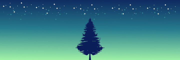 tree sllhouette with star in the sky vector illustration good for wallpaper design, design template, background template, and tourism design template 