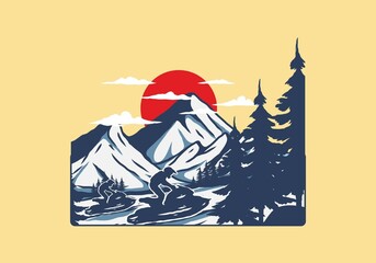 Snow jet ski illustration graphic