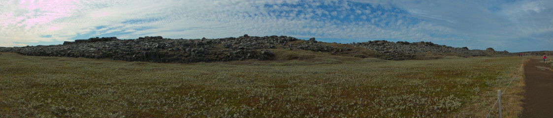 Obraz premium Landscape at hiking track from Selfoss to Dettifoss on Iceland, Europe 