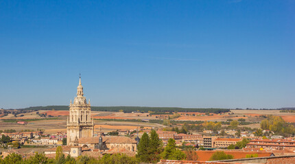 Fototapeta na wymiar City skyline with the historic cathedral of Burgo de Osma, Spain
