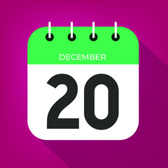 December day 20. Number fifteen on a white paper with green color border on a red wine christmas background vector.