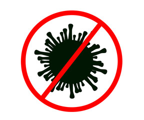 Coronavirus in the prohibition sign. Stop the infection. Icon. Vector illustration.