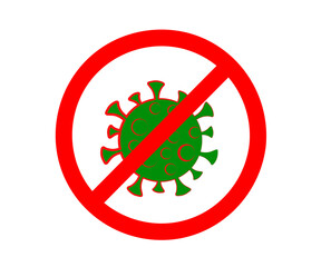 Coronavirus in the prohibition sign. Stop the infection. Icon. Vector illustration.