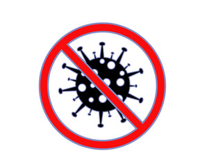 Coronavirus in the prohibition sign. Stop the infection. Icon. Vector illustration.