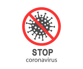 Coronavirus in the prohibition sign. Stop the infection. Icon. Vector illustration.