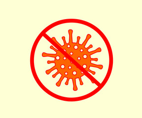Coronavirus in the prohibition sign. Stop the infection. Icon. Vector illustration.
