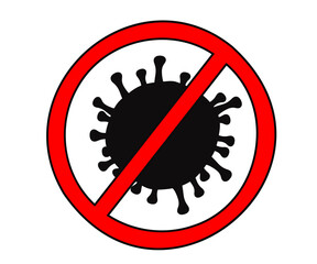 Coronavirus in the prohibition sign. Stop the infection. Icon. Vector illustration.