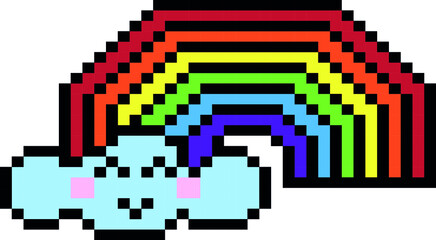 Cloud rainbow pixel vector illustration. pixel art.