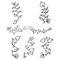 Collection of floral arrow line designs to use as dividers or pointing 