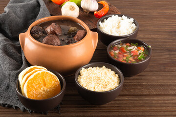 Feijoada typical Brazilian food. Traditional Brazilian food made with black beans