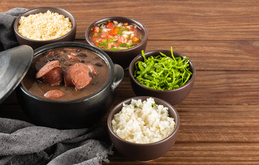 Feijoada typical Brazilian food. Traditional Brazilian food made with black beans