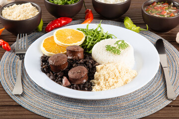 Feijoada typical Brazilian food. Traditional Brazilian food made with black beans