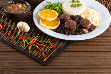 Feijoada typical Brazilian food. Traditional Brazilian food made with black beans