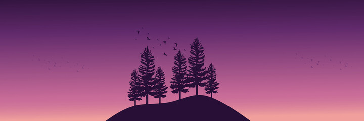 flat design with tree silhouettte vector illustration good for web banner, blog banner, wallpaper, background template, adventure design, tourism poster design, backdrop design
