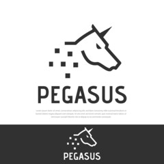 Pegasus unicorn horse head logo line style.horse head design template ,symbol,icon illustration