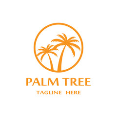 Obraz premium Palm tree summer logo template
