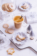 Vanillekipferl - Fresh Vanilla Cookies With Powdered Sugar For Christmas with Coffee