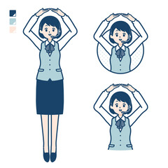 インカムをつけたビジネス女性が腕でまるを作っているイラスト