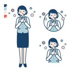 インカムをつけたビジネス女性が安らいでいるイラスト