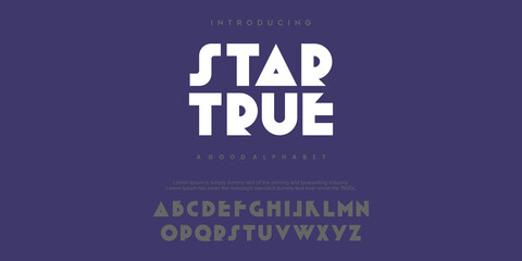 Obraz premium STAR TRUE Abstract minimal modern alphabet fonts. Typography technology vector illustration