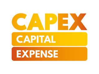 CAPEX - Capital Expense text acronym, business concept background - obrazy, fototapety, plakaty