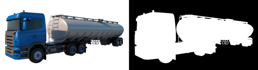 Obraz na płótnie Canvas Tanker truck 2- Perspective F view white background alpha png 3D Rendering Ilustracion 3D 
