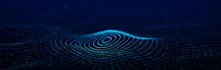 3D circular digital wave. Technology wave. Flow digital structure. Cyber technology background. 3D rendering.