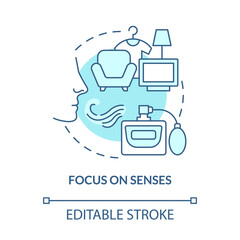 Olfactory marketing concept icon. Smells associated with company. Sensory branding. Scent advertising abstract idea thin line illustration. Vector isolated outline color drawing. Editable stroke