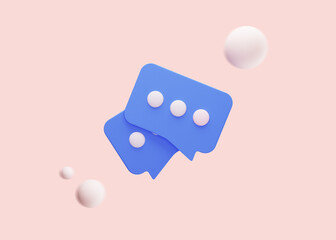 Message speech bubble icon. Social media notification. 3D Rendering. Social network symbol background