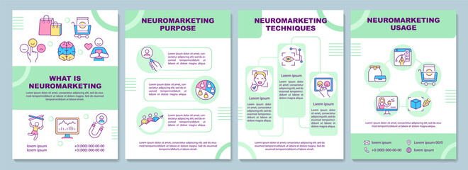 Neuromarketing brochure template. Gathering data about consumers. Flyer, booklet, leaflet print, cover design with linear icons. Vector layouts for presentation, annual reports, advertisement pages