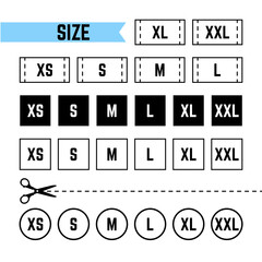 Clothing sizes labels. Symbols S, M, L, XL, XXL - 471293550