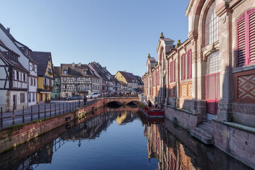 Naklejka premium Petit Venise district in the old town of Colmar, France