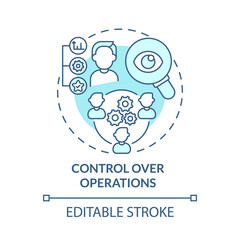 Control over operations blue concept icon. Internal growth abstract idea thin line illustration. Employees engagement. Company development. Vector isolated outline color drawing. Editable stroke