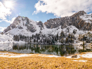 Mountain Lake , Seebergsee Schweiz, Snow