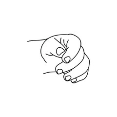 Vector of image of newborn baby's hands. Baby's hands drawn in a linear style. Icons with baby hands. Hand-drawn, hands with different gestures.