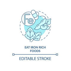 Eat iron rich foods blue concept icon. Pregnancy diet abstract idea thin line illustration. Raising iron levels in blood. Cooked beans. Vector isolated outline color drawing. Editable stroke