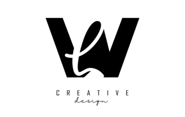Letters WL logo with a minimalist design. Letters W and L with geometric and handwritten typography. Creative Vector Illustration with letters.