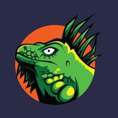 green iguana head logo illustration, esport logo