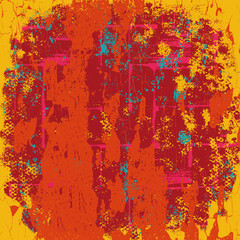 Yellow orange grunge background. Vector scratched texture