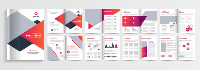 Company profile brochure template, multipage brochure design.