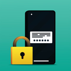 Phone with padlock. Password authorization. Login to account. Illustration vector