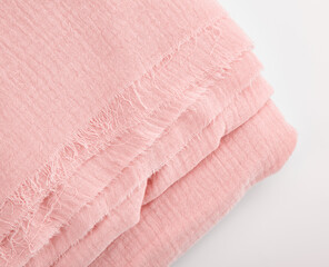 cotton textile - close up of fabric texture. Cotton Fabric Texture. Top View of Cloth Textile Surface. Clothing Background. Text Space. Abstract background and texture for designers.